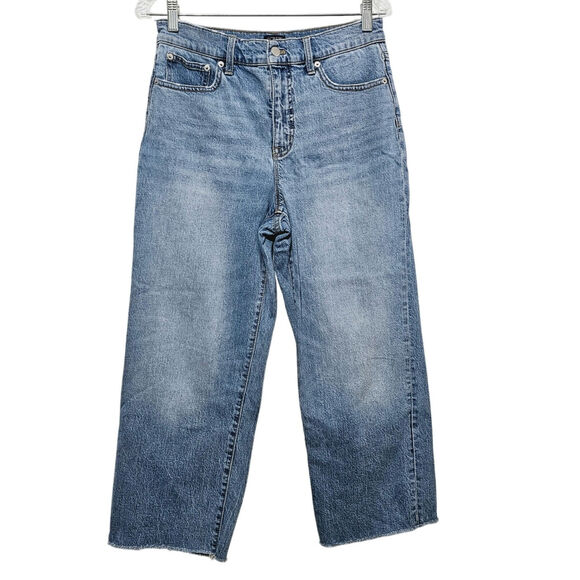 J. Crew Slim Wide Leg Jeans Women's Sz 28 High-Rise Cropped Raw Hem Casual - Picture 3 of 8